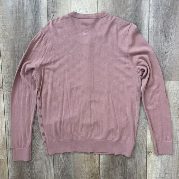 Ann Taylor LOFT Cardigan Sweater Womens Size L Mauve Polka Dot Button Front NWT - Picture 3 of 7